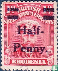 King George V with imprint new value