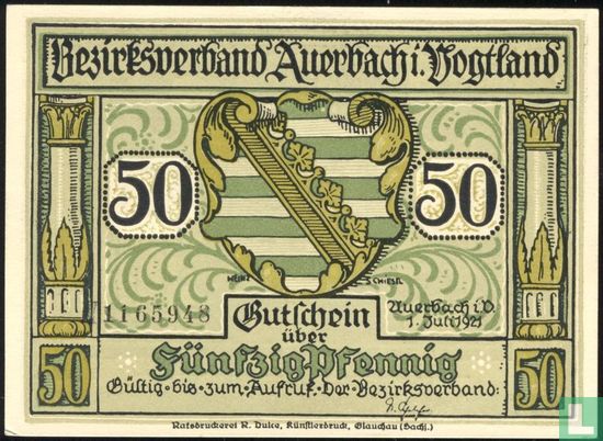 Auerbach 50 Pfennig 1921 (1) ( 3 mm without No. ) - Image 1