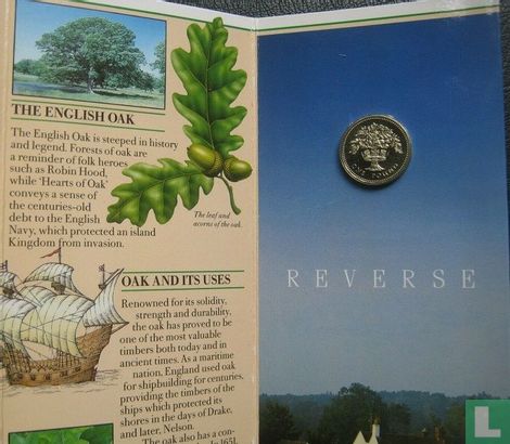 Royaume-Uni 1 pound 1987 (folder) "English oak" - Image 2