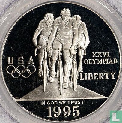United States 1 dollar 1995 (PROOF) "1996 Summer Olympics in Atlanta - Cycling" - Image 1