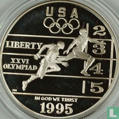 United States 1 dollar 1995 (PROOF) "1996 Summer Olympics in Atlanta - Track running" - Image 1