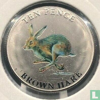 Guernsey 10 pence 2021 (gekleurd) "Brown hare" - Afbeelding 2