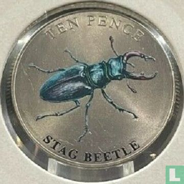 Guernsey 10 pence 2021 (gekleurd) "Stag beetle" - Afbeelding 2