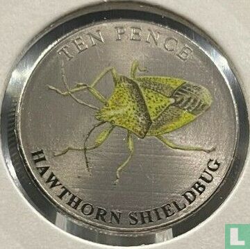 Guernsey 10 pence 2021 (gekleurd) "Hawthorn shieldbug" - Afbeelding 2
