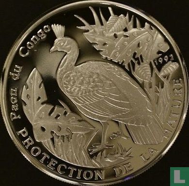 Congo-Brazzaville 500 francs 1992 (PROOF) "Congo peafowl" - Afbeelding 1