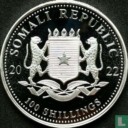 Somalia 100 shillings 2022 (silver - colourless) "Elephant" - Image 1