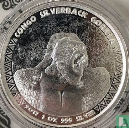 Congo-Brazzaville 5000 francs 2017 (kleurloos) "Silverback gorilla" - Afbeelding 1