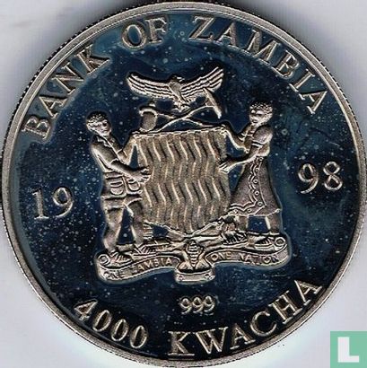 Zambia 4000 kwacha 1998 (PROOF) "Patrons of the ocean - Dolphins" - Image 1