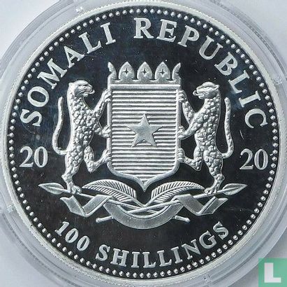 Somalië 100 shillings 2020 (kleurloos) "Leopard" - Afbeelding 1