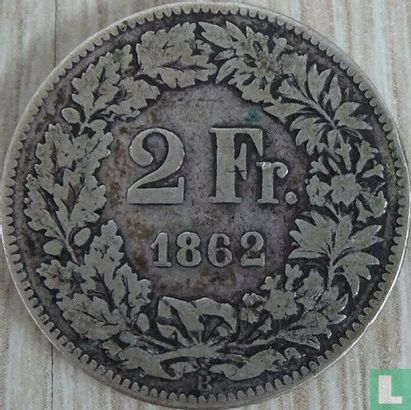 Zwitserland 2 francs 1862 - Afbeelding 1