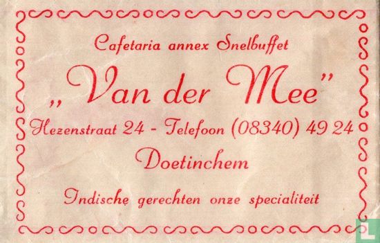 Cafetaria annex Snelbuffet "Van der Mee" - Afbeelding 1