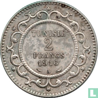 Tunisie 2 francs 1916 (AH1334) - Image 1