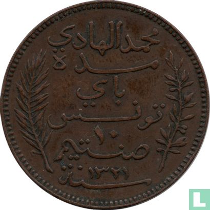 Tunesië 10 centimes 1903 (AH1321) - Afbeelding 2