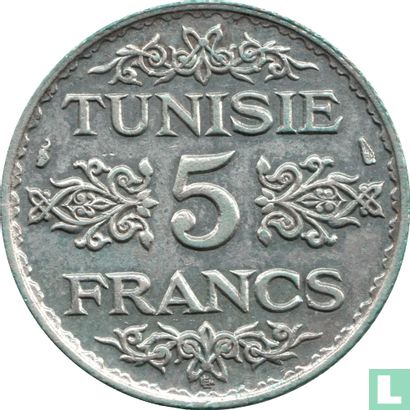 Tunisie 5 francs 1934 (AH1353) - Image 2