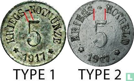 Arzberg 5 pfennig 1917 (zinc - type 1) - Image 3