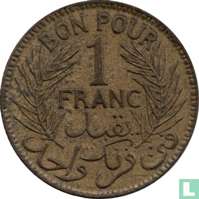 Tunesië 1 franc 1926 (AH1345) - Afbeelding 2