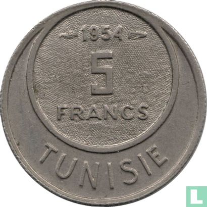 Tunesië 5 francs 1954 (AH1373) - Afbeelding 1