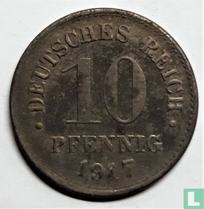 Duitse Rijk 10 pfennig 1917 (J) - Afbeelding 1