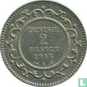 Tunesië 2 francs 1916 (AH1335) - Afbeelding 1