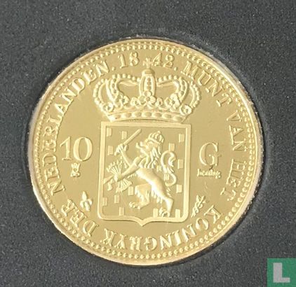 Nederland 10 gulden Willem II 1842 (herslag) - Afbeelding 1