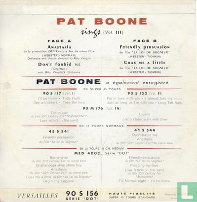 Pat Boone Sings Vol.3 - Afbeelding 2
