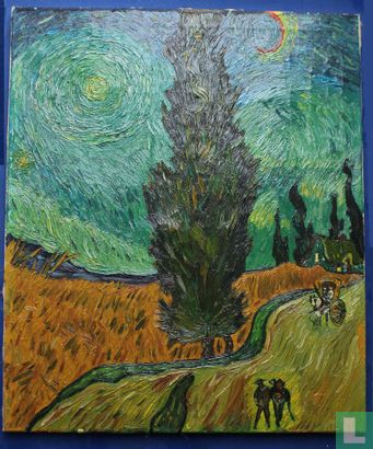 Schilderij "Landweg in de Provence bij nacht" naar Vincent van Gogh - Afbeelding 1