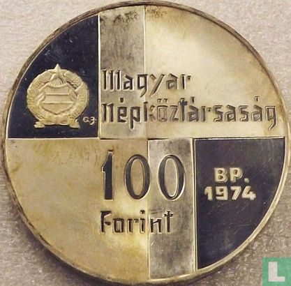 Hongarije 100 forint 1974 (PROOF) "50th anniversary National Bank" - Afbeelding 1