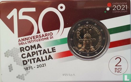 Italië 2 euro 2021 (coincard) "150th anniversary Proclamation of Rome as the Capital of Italy" - Afbeelding 1
