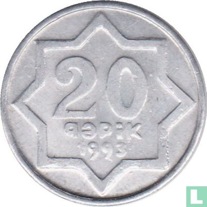Azerbaïdjan 20 qapik 1993 (aluminium - petit i) - Image 1