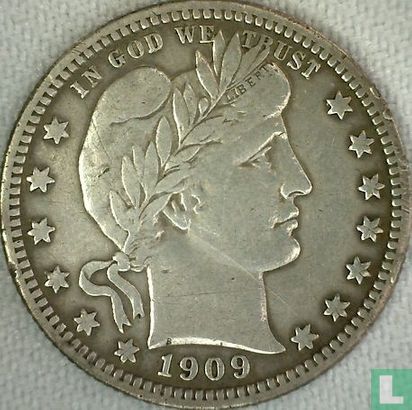 États-Unis ¼ dollar 1909 (sans lettre) - Image 1
