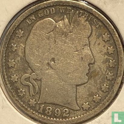 Verenigde Staten ¼ dollar 1892 (zonder letter - type 1) - Afbeelding 1