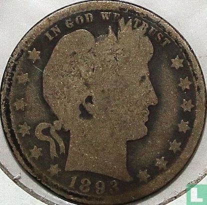 United States ¼ dollar 1893 (O far right) - Image 1