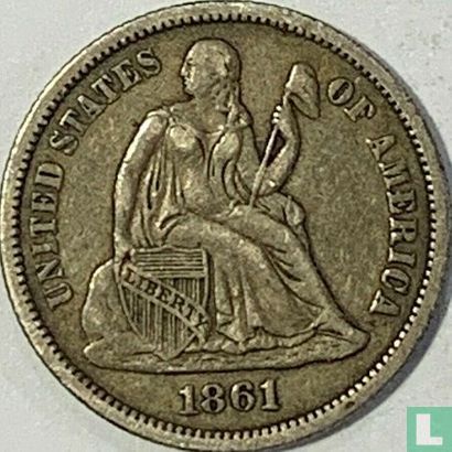 États-Unis 1 dime 1861 (sans lettre) - Image 1