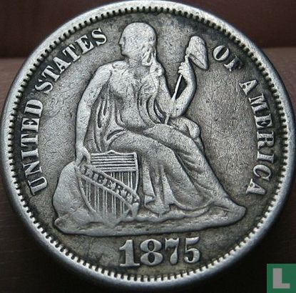 États-Unis 1 dime 1875 (S dans la couronne) - Image 1