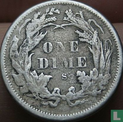États-Unis 1 dime 1875 (S dans la couronne) - Image 2