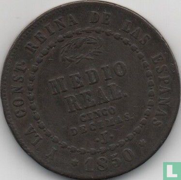 Spanje ½ real 1850 (J) - Afbeelding 1