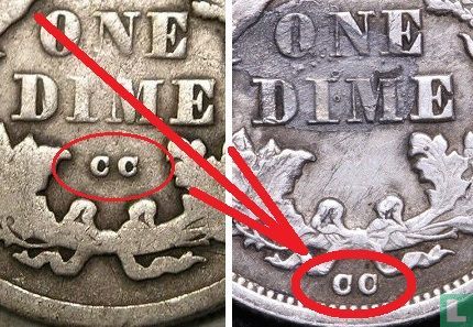 United States 1 dime 1875 (CC under wreath) - Image 3