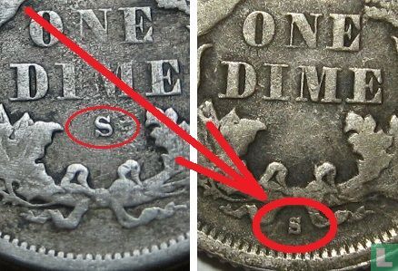 Vereinigte Staaten 1 Dime 1875 (S unter Kranz) - Bild 3