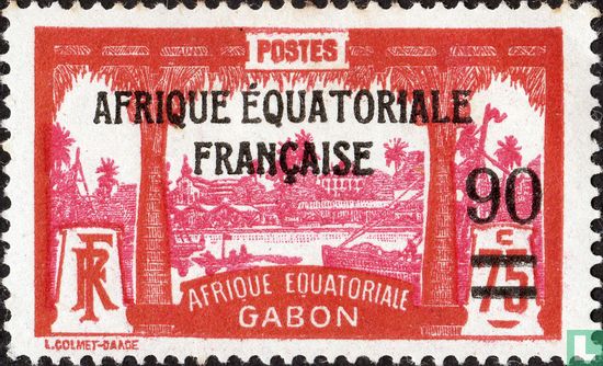 Libreville, with value overprint