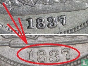 États-Unis 1 dime 1837 (Seated Liberty - grande date) - Image 3