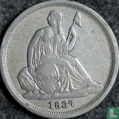 États-Unis 1 dime 1837 (Seated Liberty - petite date) - Image 1