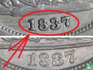 États-Unis 1 dime 1837 (Seated Liberty - petite date) - Image 3