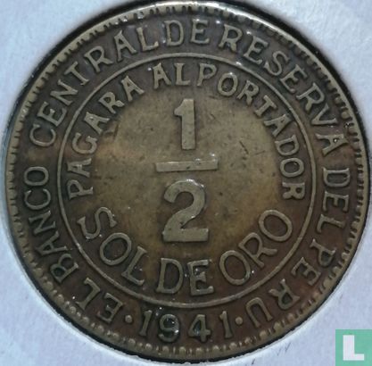 Peru ½ sol de oro 1941 (type 2) - Image 1