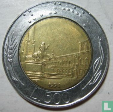Italië 500 lire 1991 (bimetaal - type 2) - Afbeelding 1