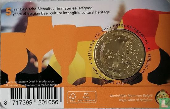 België 2½ euro 2021 (coincard - FRA) "5 years of Belgian beer culture" - Afbeelding 2