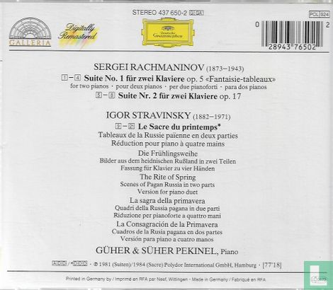 Sergei Rachmaninov - Suiten für 2 Klaviere / Igor Stravinsky - Le sacre du printemps for piano duet - Afbeelding 2