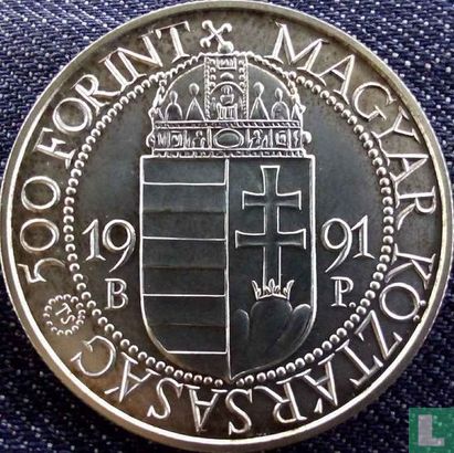 Hungary 500 forint 1991 "Visit of Pope John Paul II" - Image 1