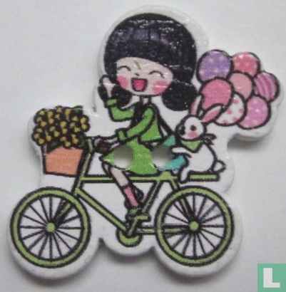 Knoop meisje op fiets - Afbeelding 1