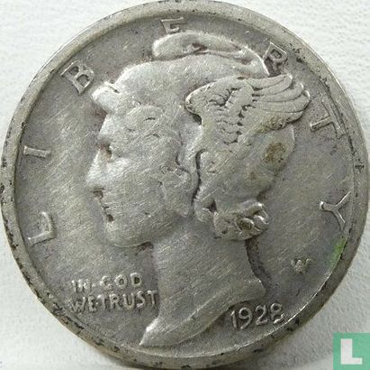 États-Unis 1 dime 1928 (D) - Image 1