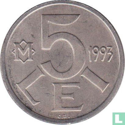 Moldavie 5 lei 1993 - Image 1